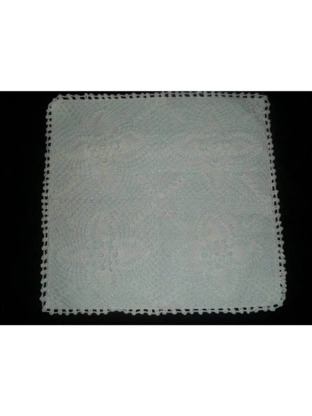 Handmade White Crochet Lace Floral Pattern Doily Square 14x14